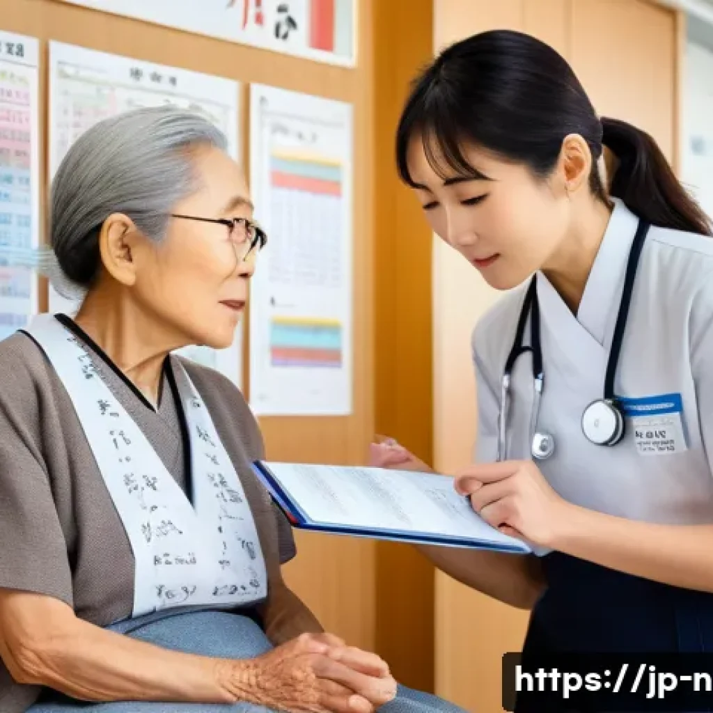 영양사 실무 관련 도서 추천 - A professional Japanese dietitian in a modern clinical setting, attentively listening and communicat...
