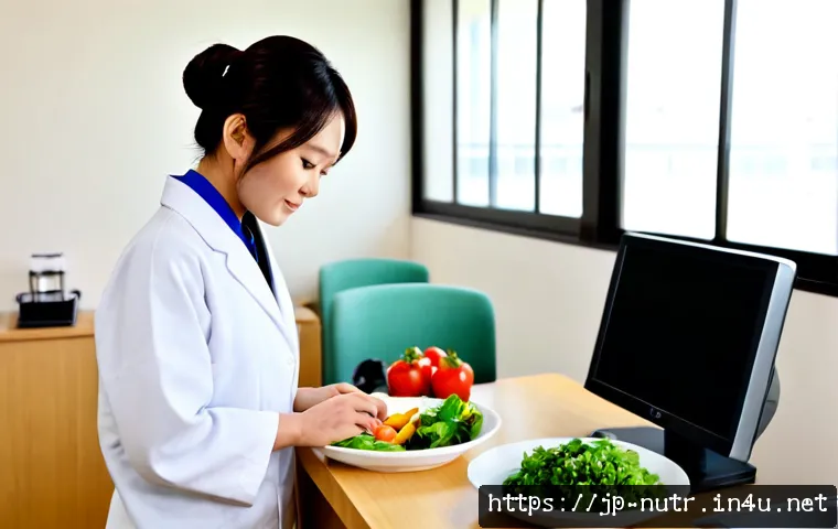 영양사와 관련된 정부 정책 - Photorealistic Japanese public health nutrition consultation in a modern municipal community center,...
